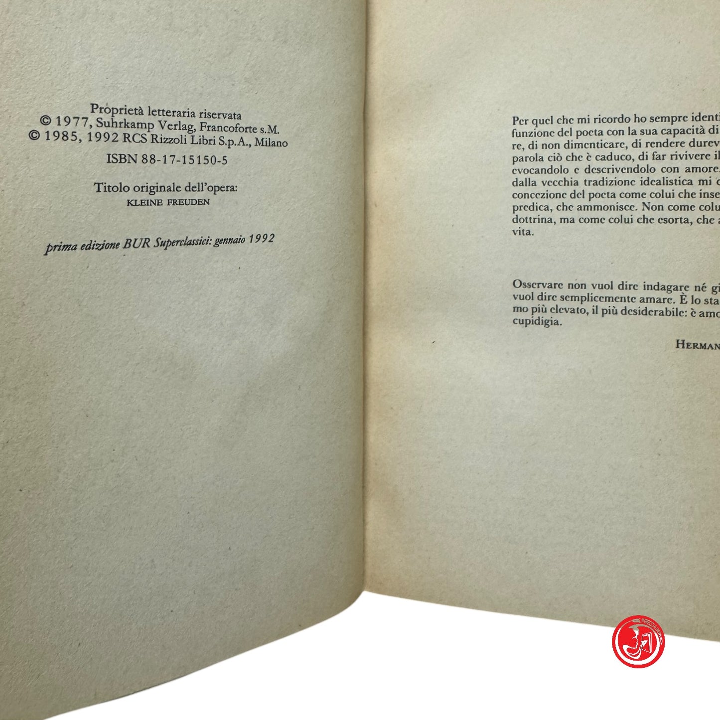Raccolta di prose brevi - H. Hesse - Piccole gioie