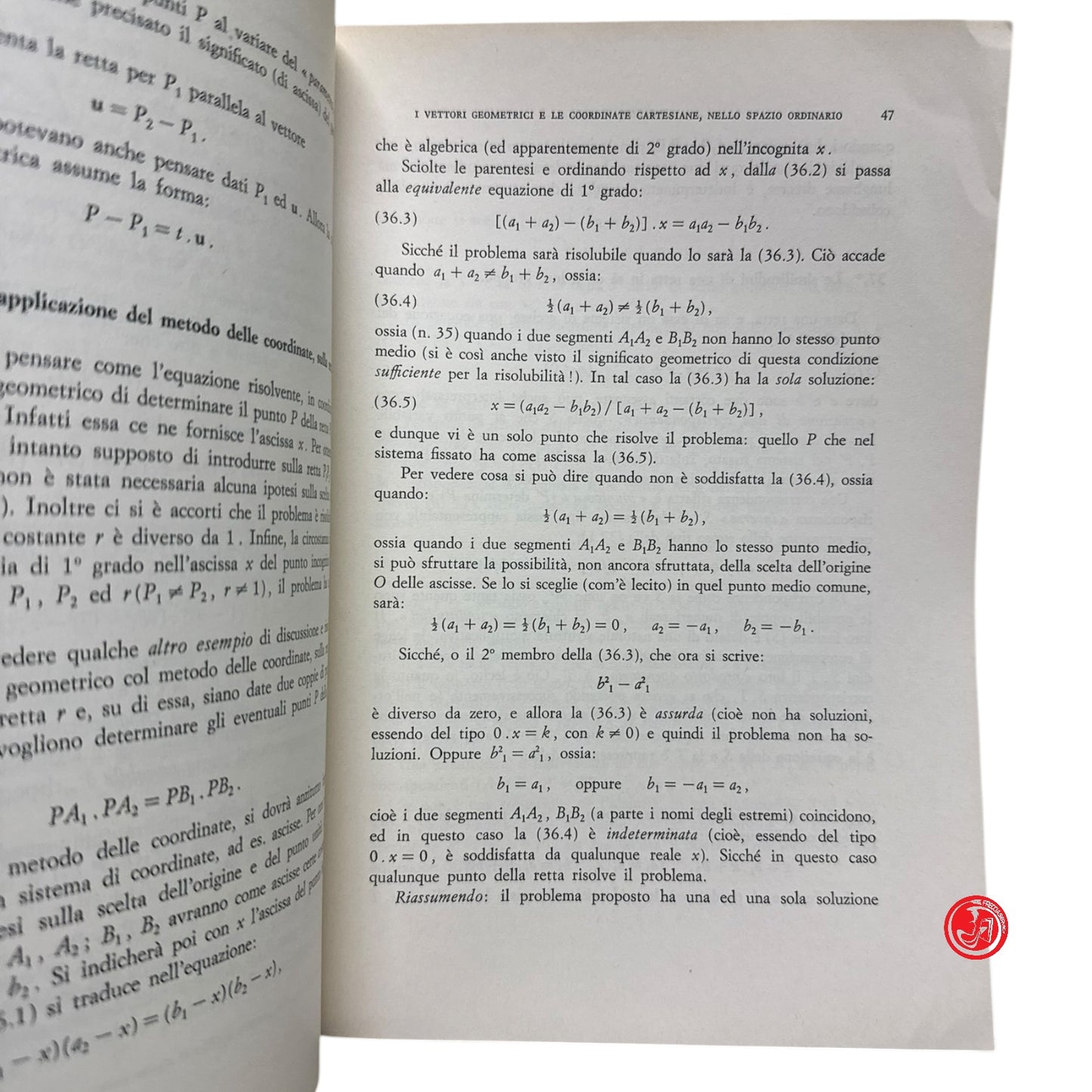 Matematica - Lezioni di geometria analitica ed algebra lineare reale