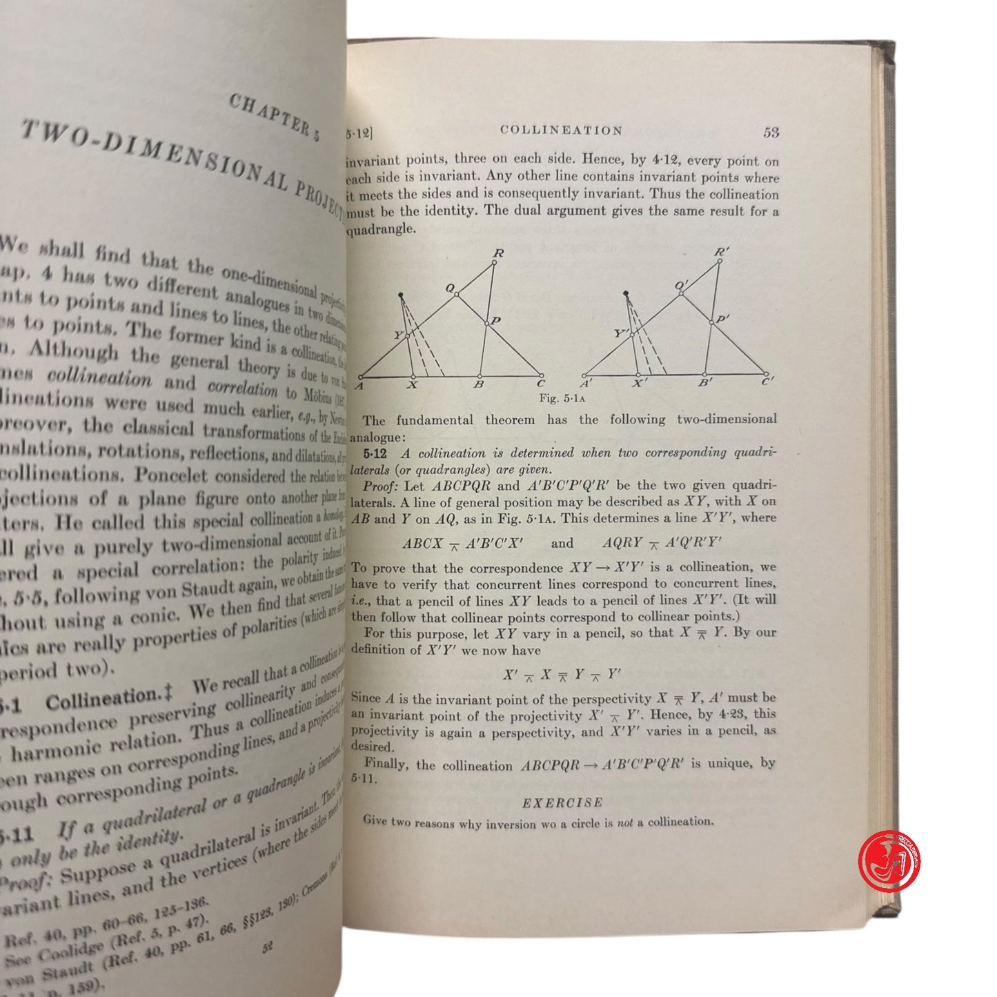 Libro di testo - H. S. M. Coxeter - The real projective plane