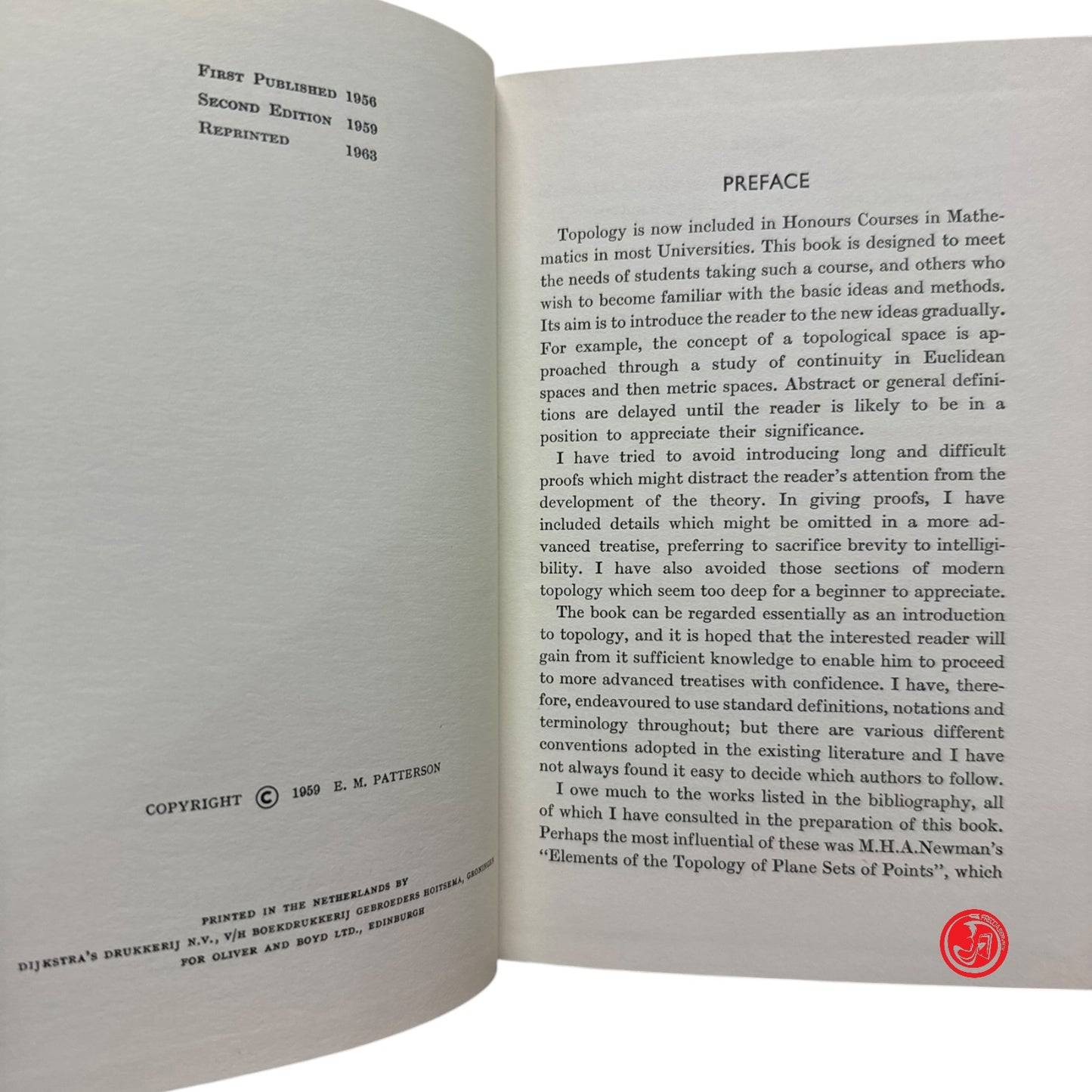 Matematica - E. M. Patterson PhD - Topology