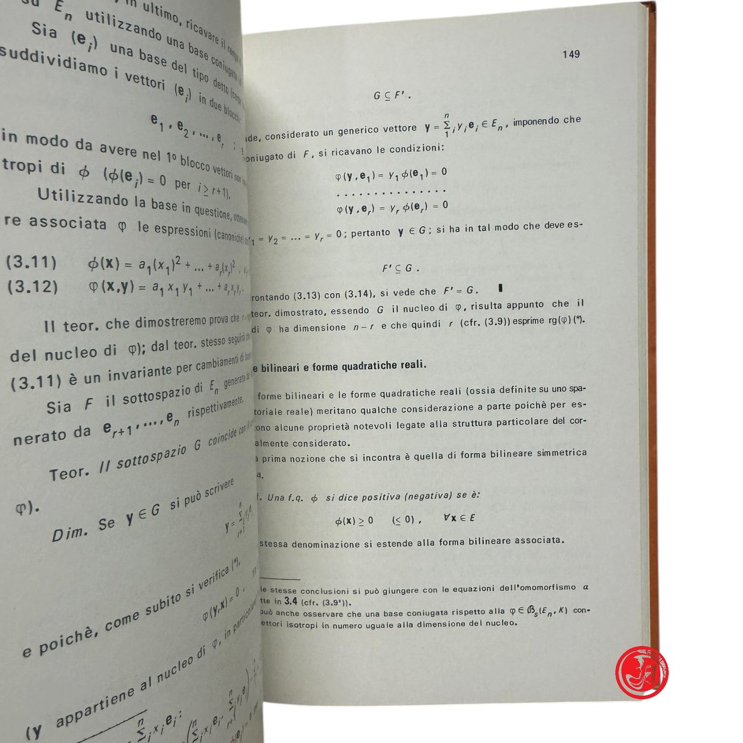Matematica - F. Fava - Elementi di algebra lineare e geometria , 1977