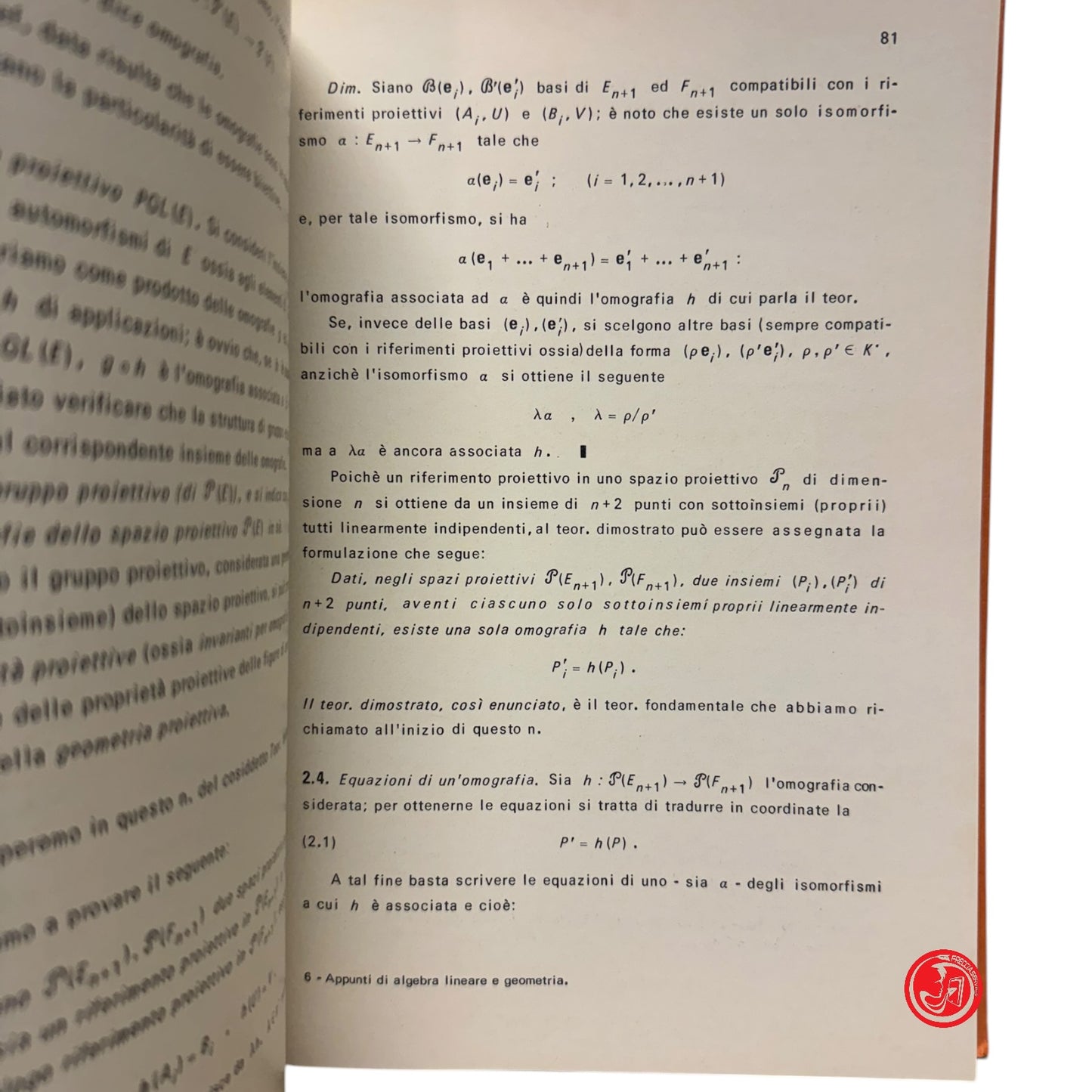 Matematica - F. Fava - Elementi di algebra lineare e geometria , 1979