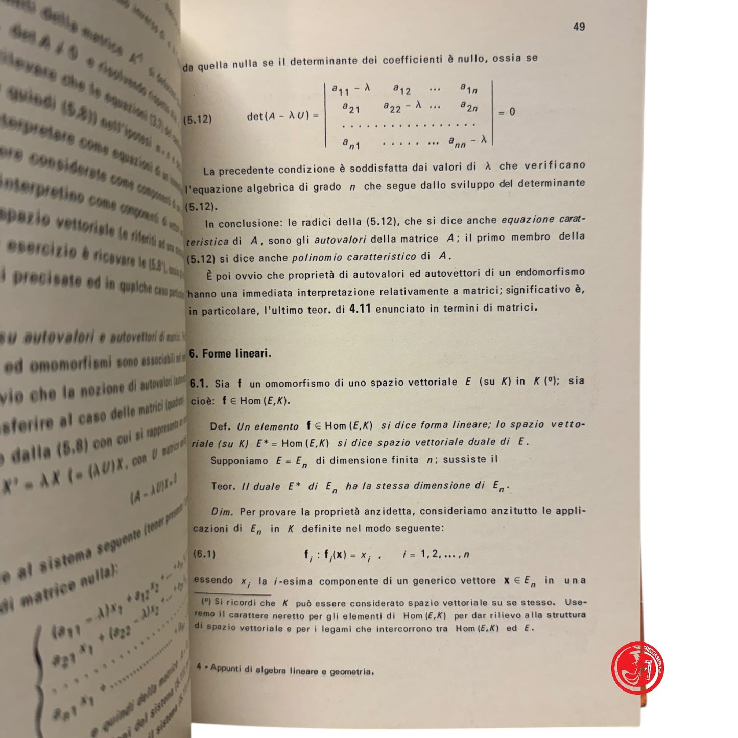 Matematica - F. Fava - Elementi di algebra lineare e geometria , 1979