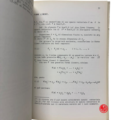 Matematica - F. Fava - Appunti di algebra lineare e geometria , 1973