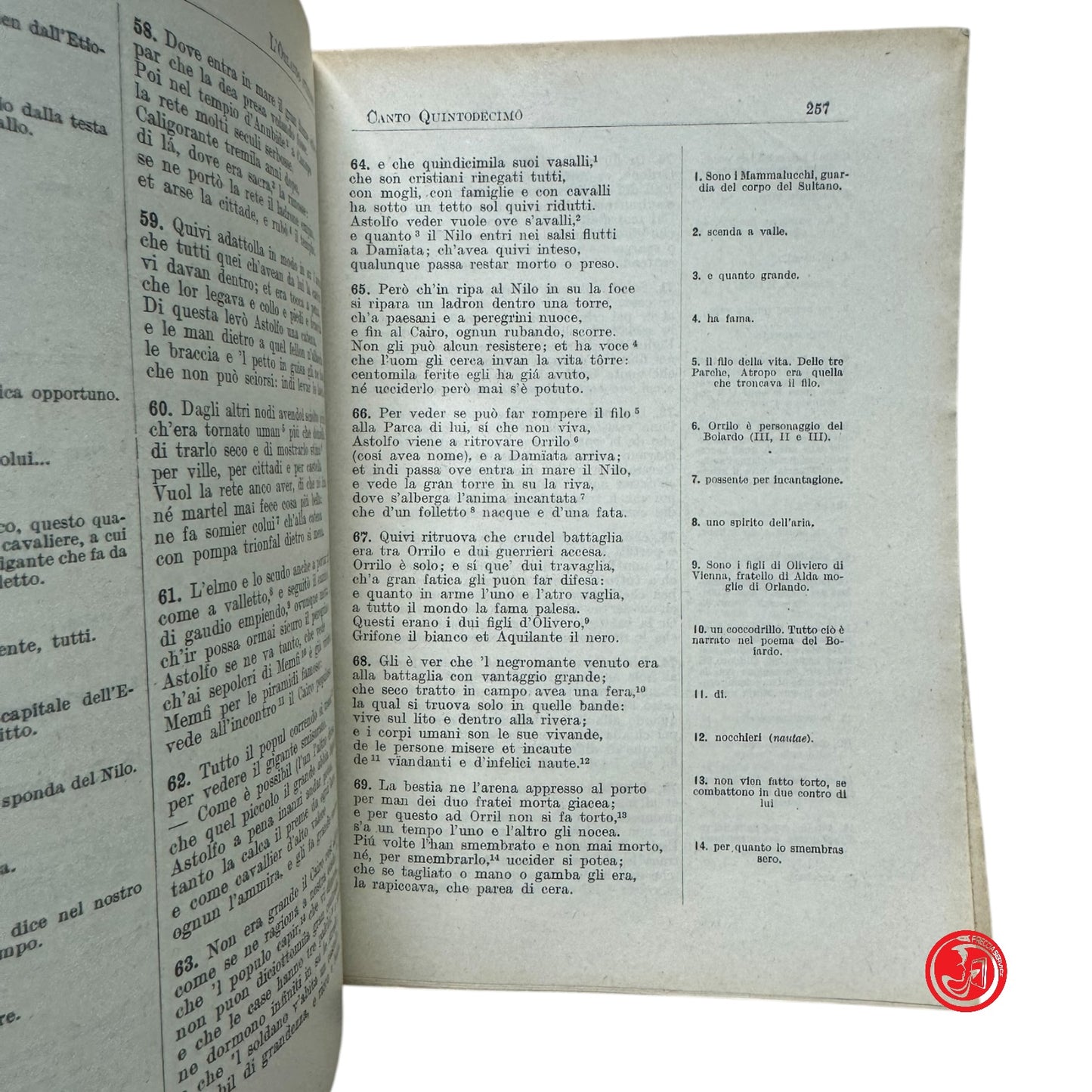 Letteratura classica - Ludovico Ariosto - Orlando Furioso - Milano, 1947