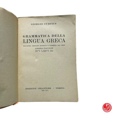 Libro di testo - Grammatica della lingua greca - Torino, 1938