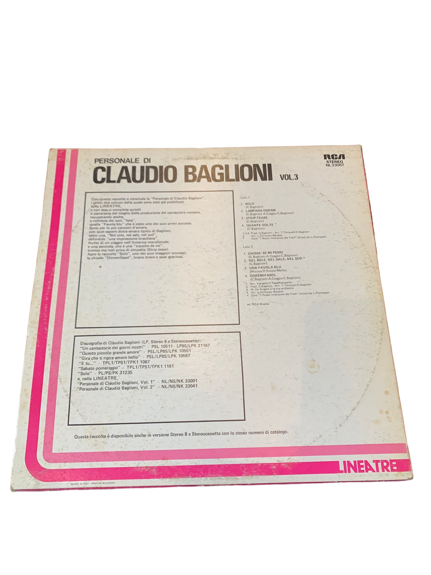 Claudio Baglioni - Le livre personnel de Claudio Baglioni Vol.3