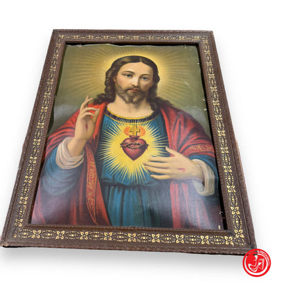 Print of Jesus in a beautiful wooden frame - sacred art