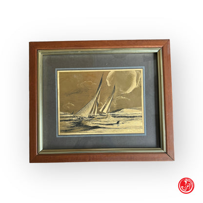 Quadro in laccatura in oro - 34 x 29,5 cm