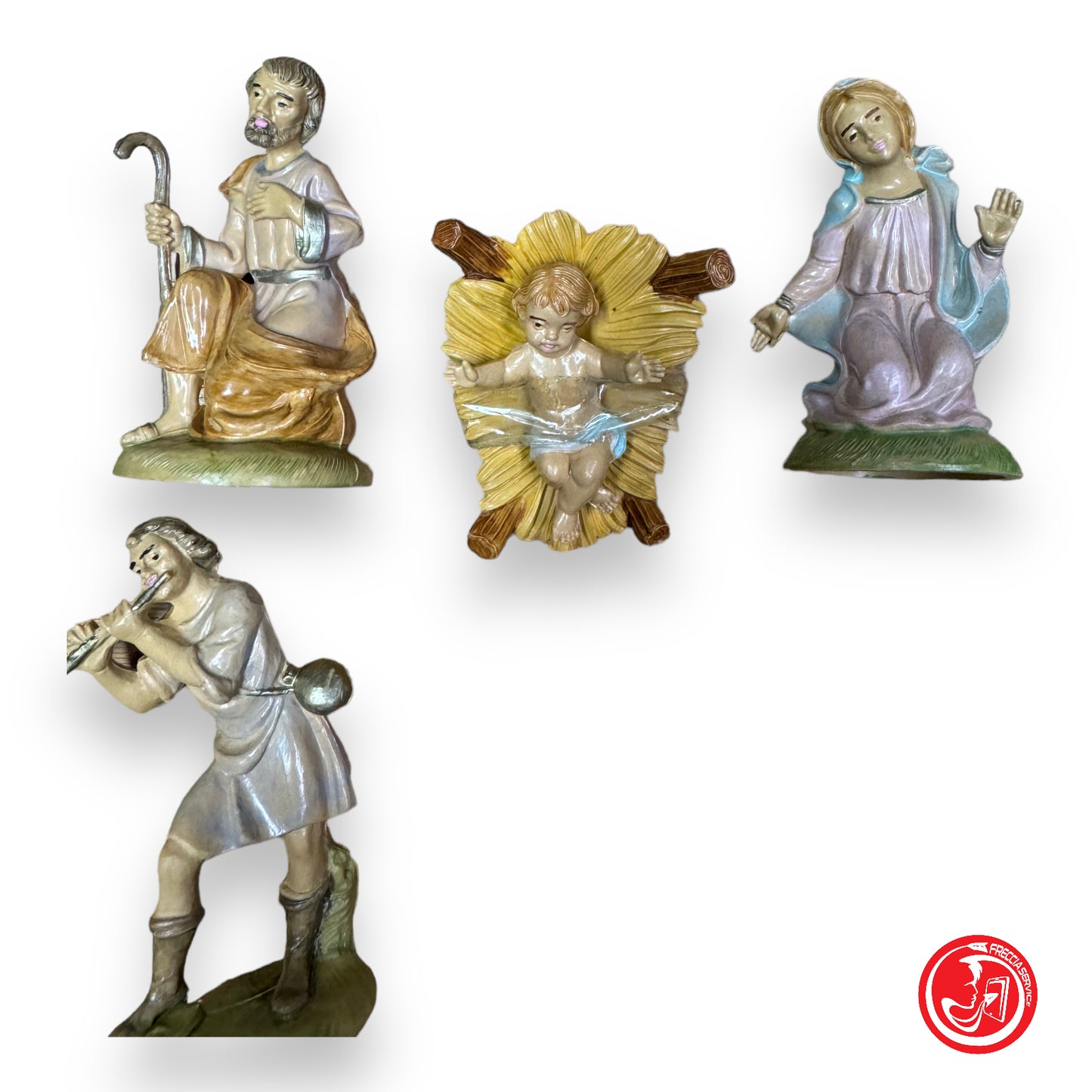 Nativity scene figurines in colored resin - approximately 15 pieces - Christmas 