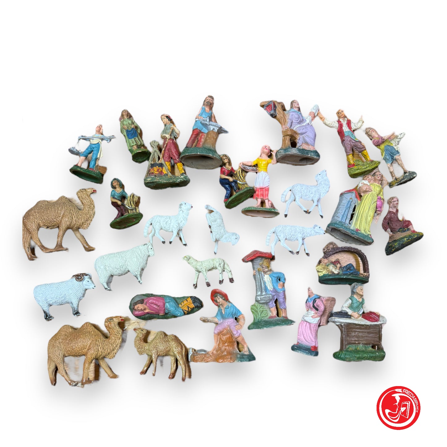 Figurines de crèche en résine colorée - 30 pièces environ - Noël 