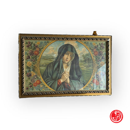 Canvas painting Mary praying - wooden frame - sacred art