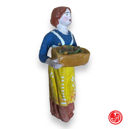 Statuina statua in terracotta per il presepe - antica - 11 cm