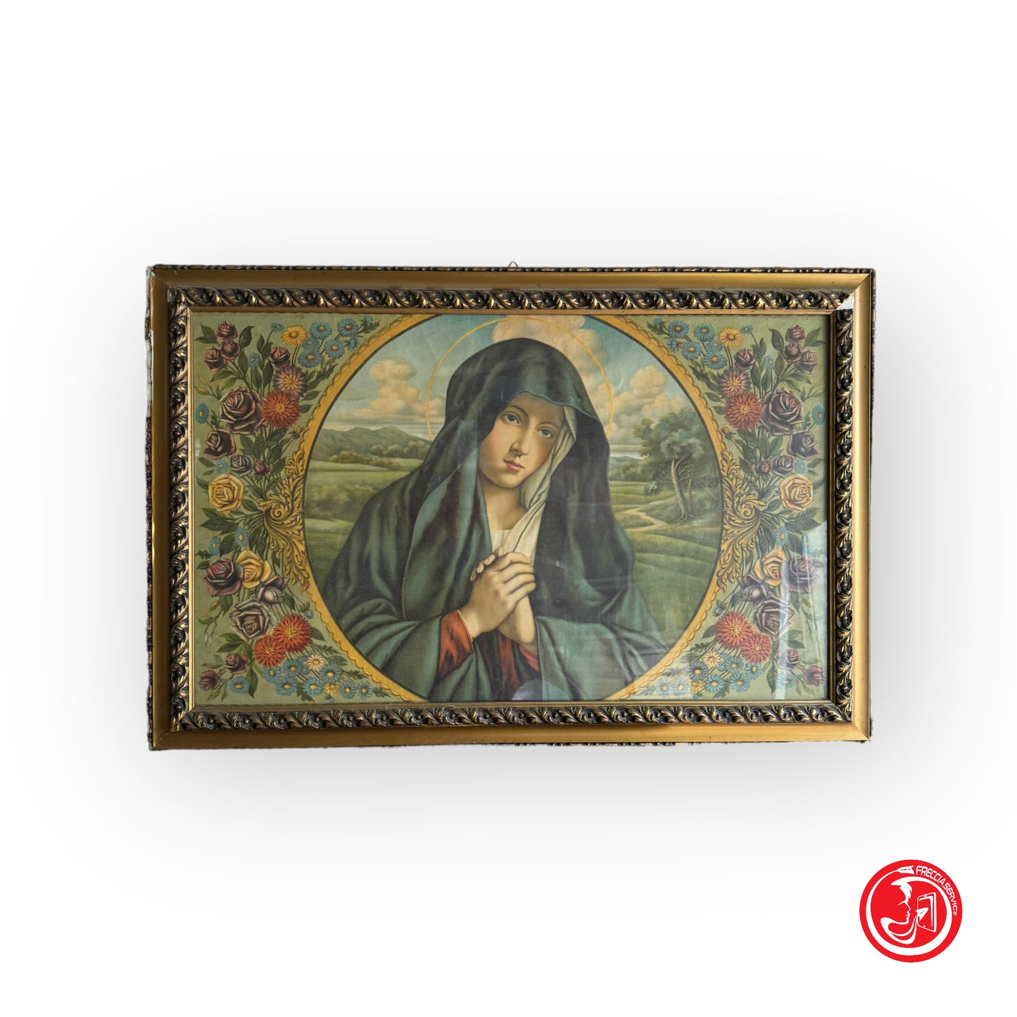 Canvas painting Mary praying - wooden frame - sacred art