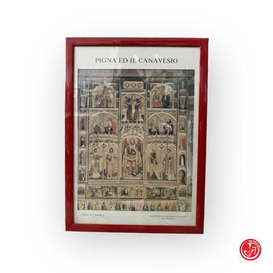 Stampa Pigna ed il Canavesio - Chiesa di San Michele - cornice rossa- 39 x 54 cm