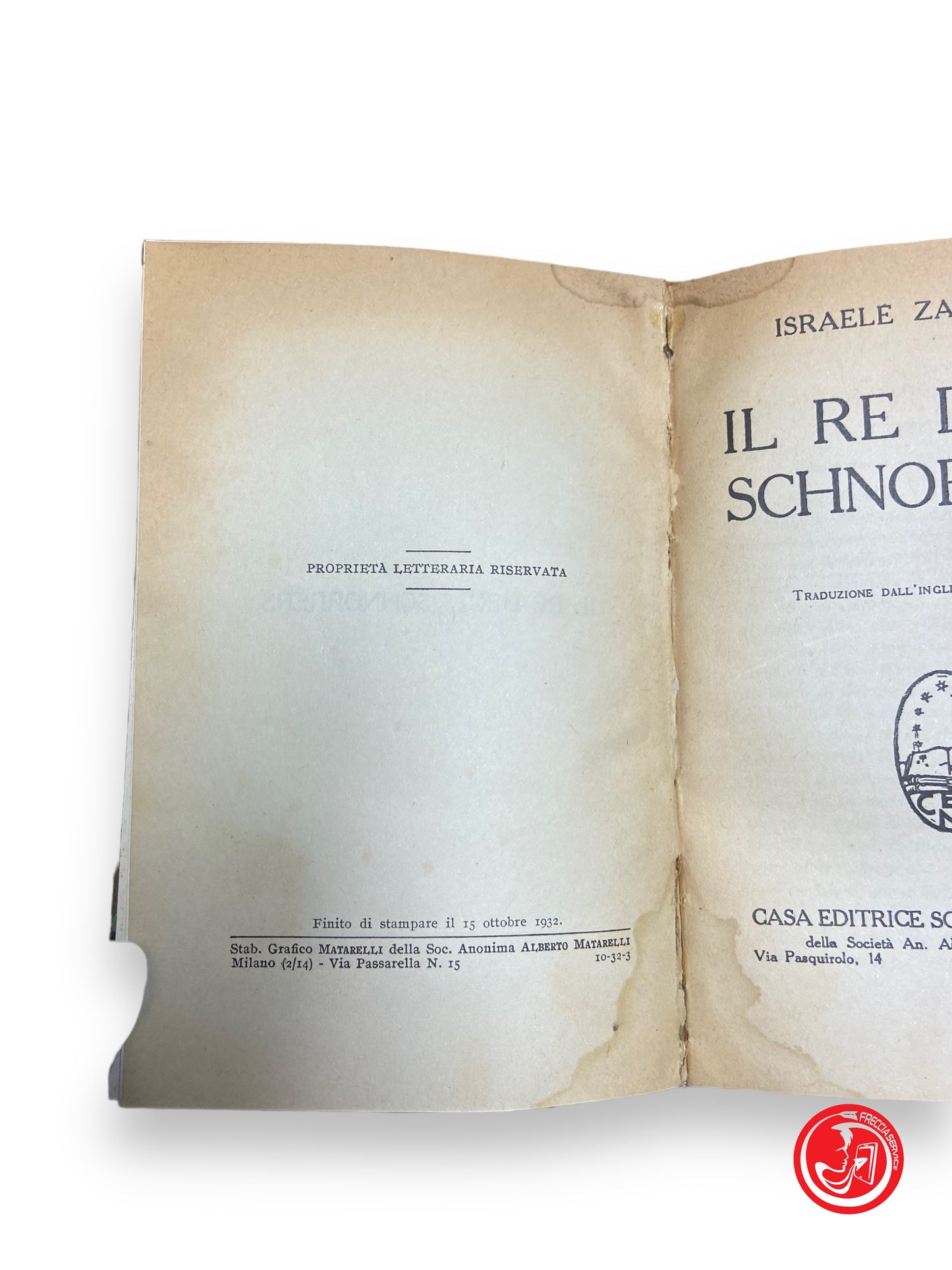 Il re degli schnobres - I. Zangwill, 1932