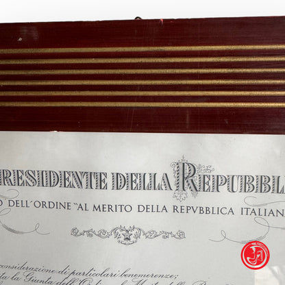 Stampa dell'onorificenza di Cavaliere fine anni '80 in cornice