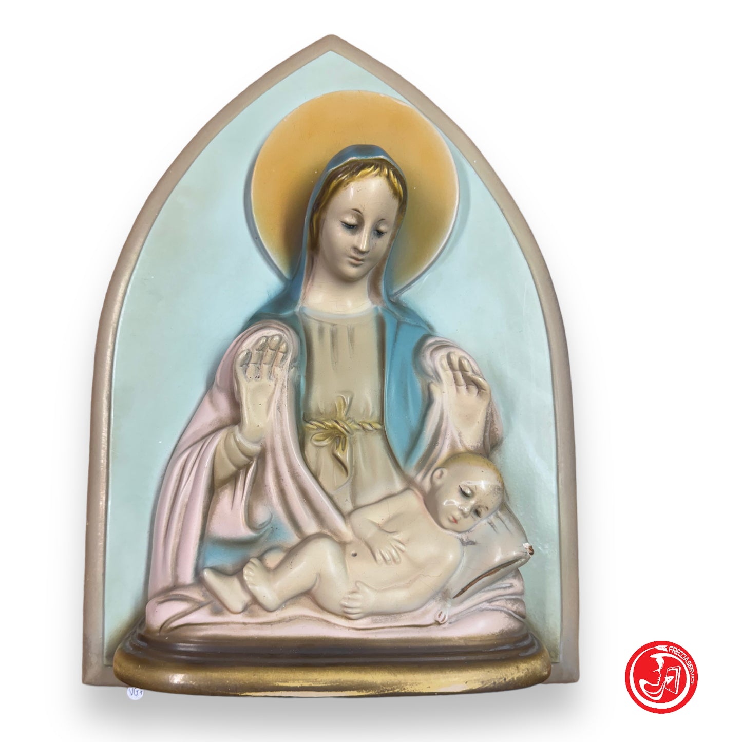 Icône en céramique de la Vierge à l'Enfant Jésus - art sacré