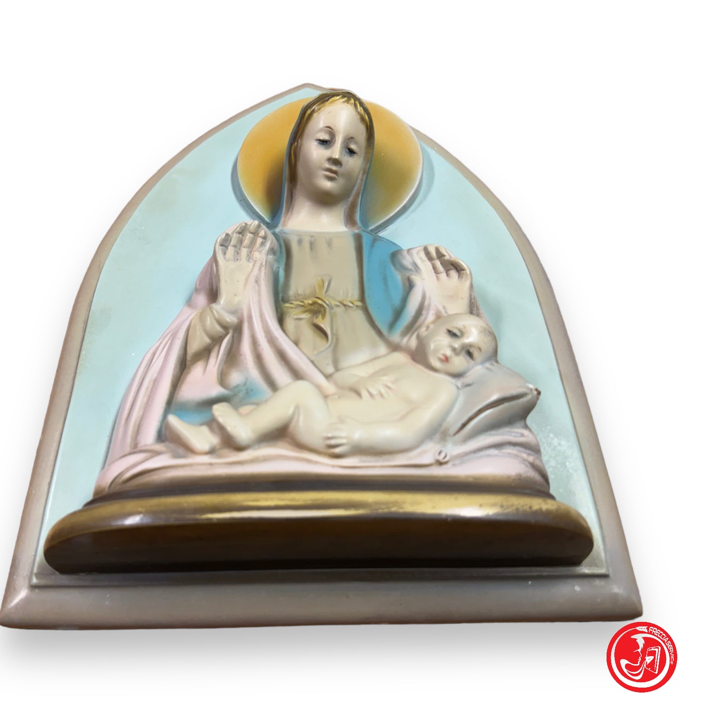 Icône en céramique de la Vierge à l'Enfant Jésus - art sacré