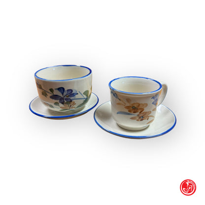 Set da 6 per il the e il caffè-tazzine e tazze con piattini-ceramica M. in China