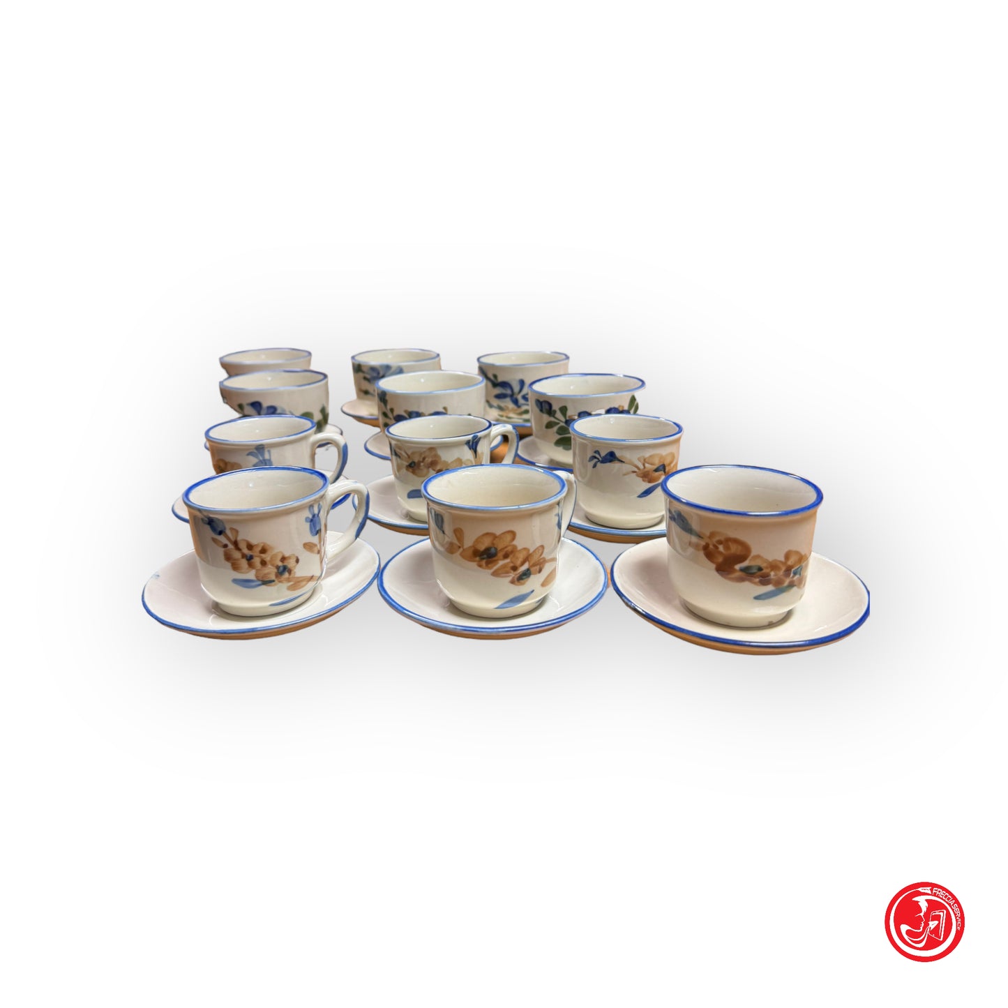 Set da 6 per il the e il caffè-tazzine e tazze con piattini-ceramica M. in China