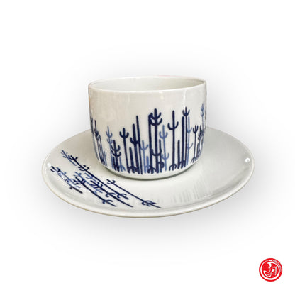 4 tazze in ceramica Richard Ginori con decorazioni blu