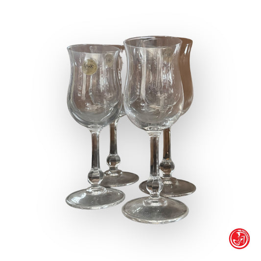 6 glass glasses with satin decorations 