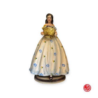 Statua in ceramica -  Ragazza con cesto di fiori