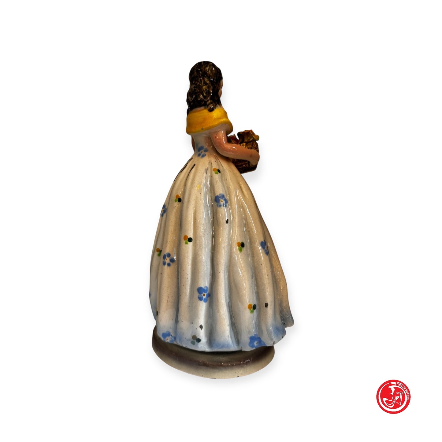 Statua in ceramica -  Ragazza con cesto di fiori