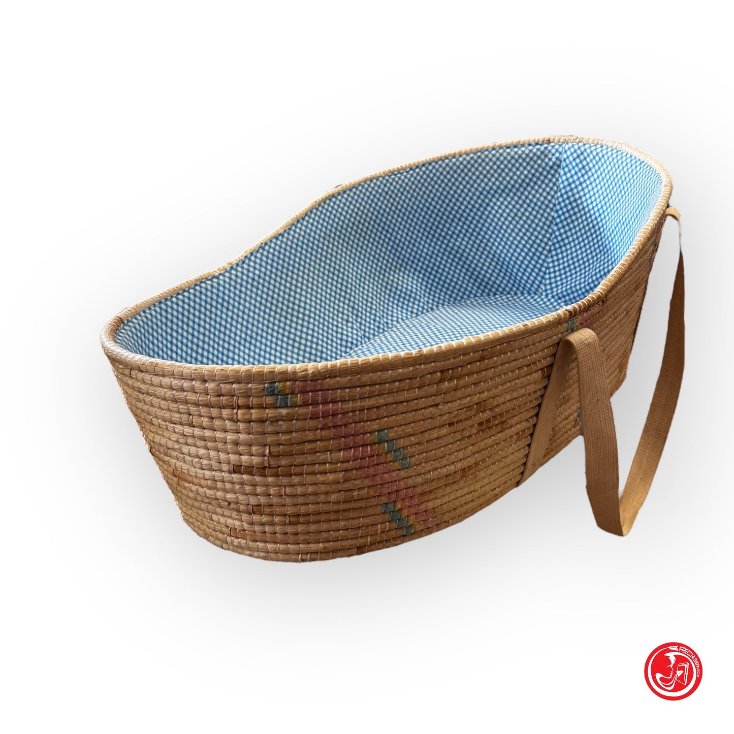 Cesta per infante con rivestimento interno e manici