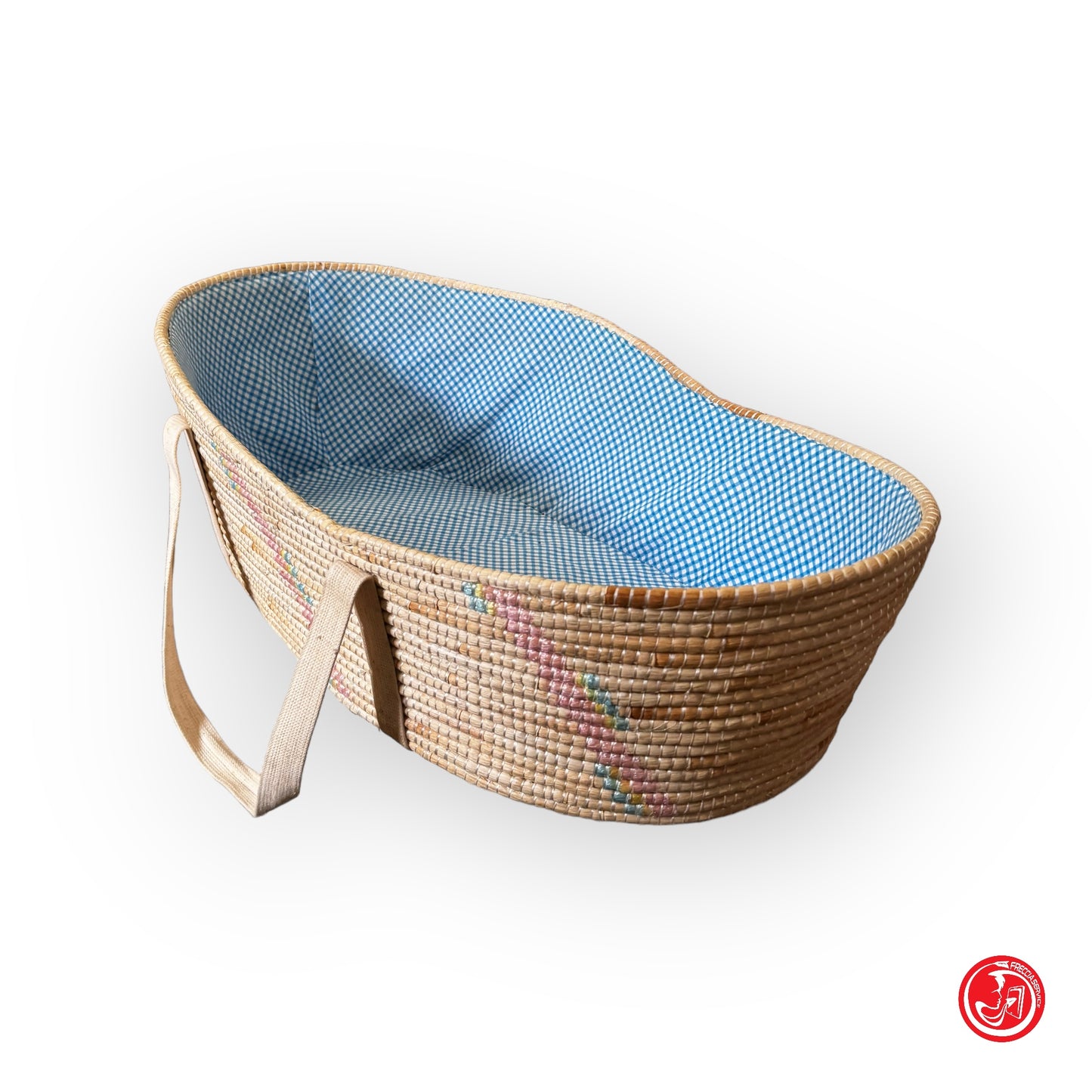 Cesta per infante con rivestimento interno e manici