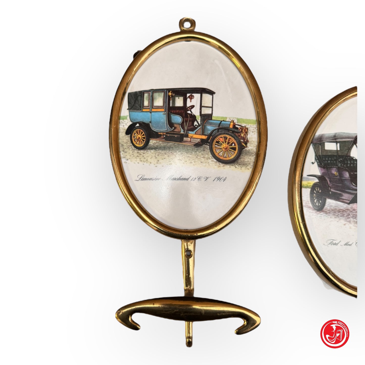 Coppia di appendi abiti vintage cars design con certifica
