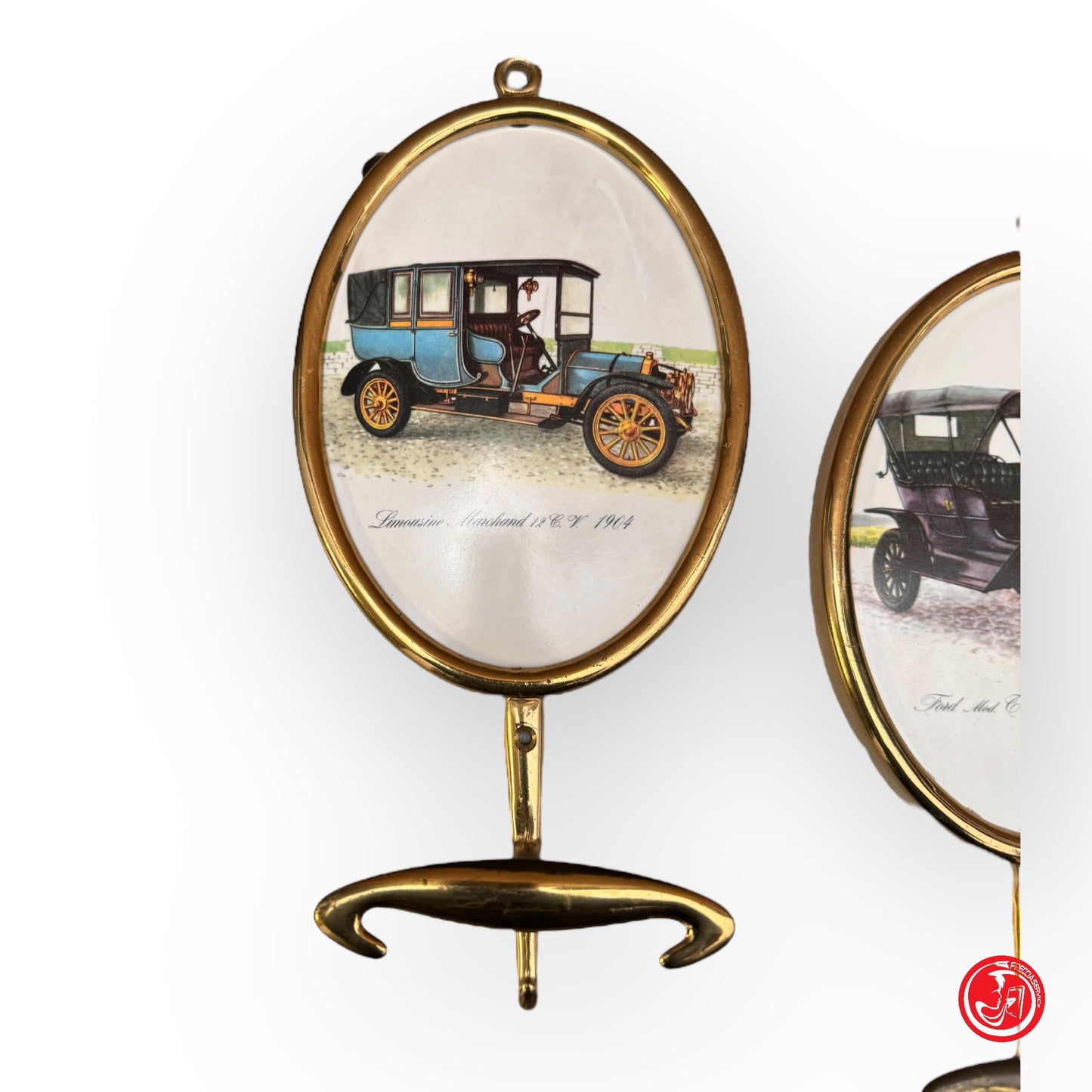 Coppia di appendi abiti vintage cars design con certifica