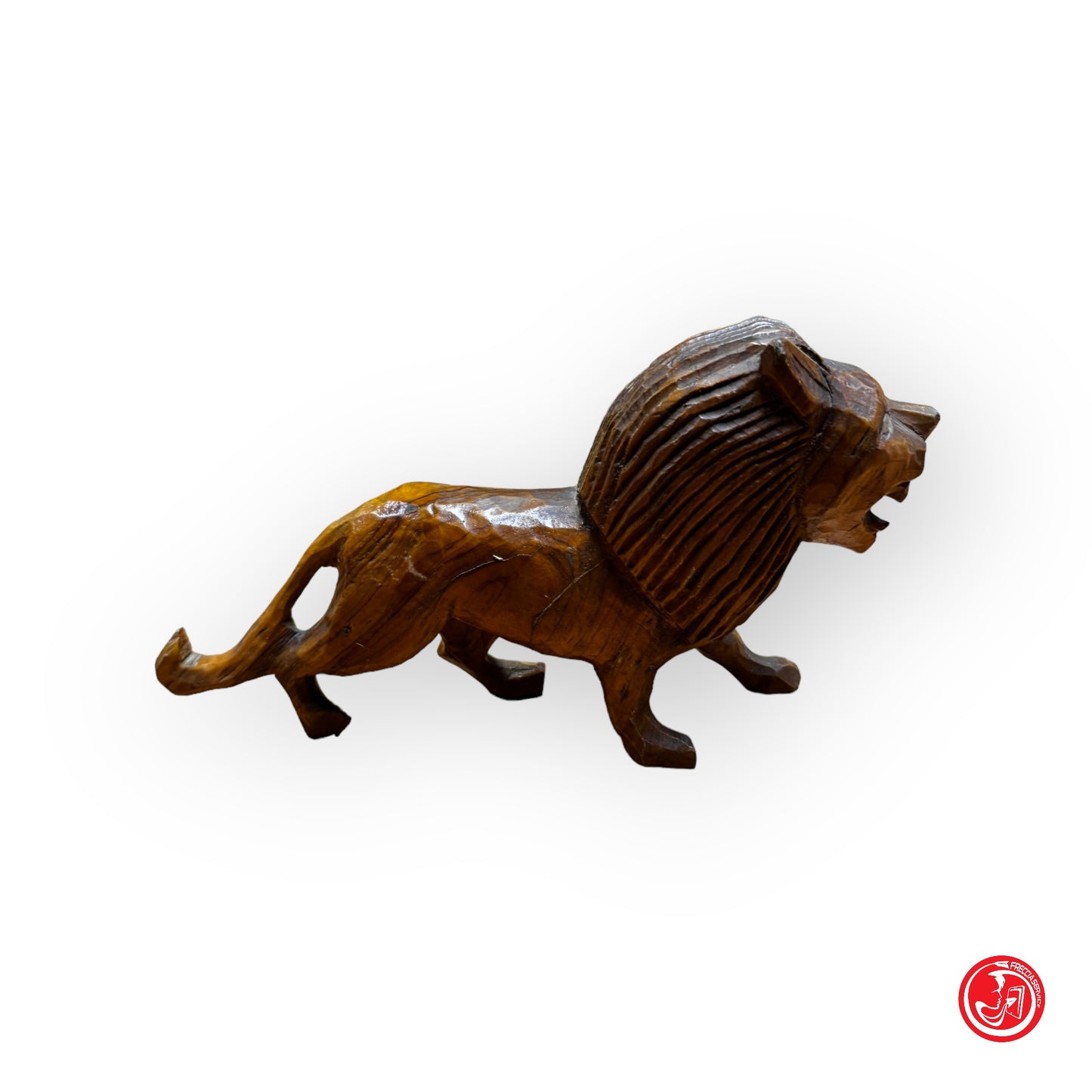 Soprammobile scultura leone in legno