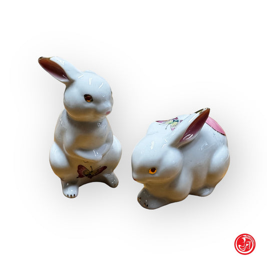 Coppia di coniglietti in ceramica Shoten