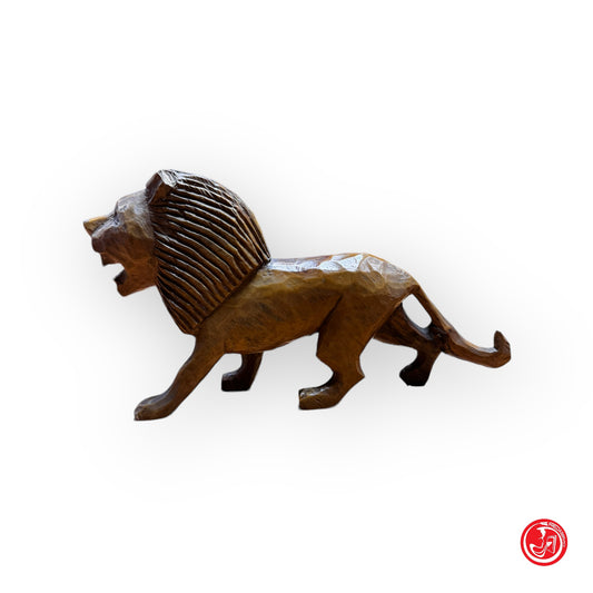 Soprammobile scultura leone in legno