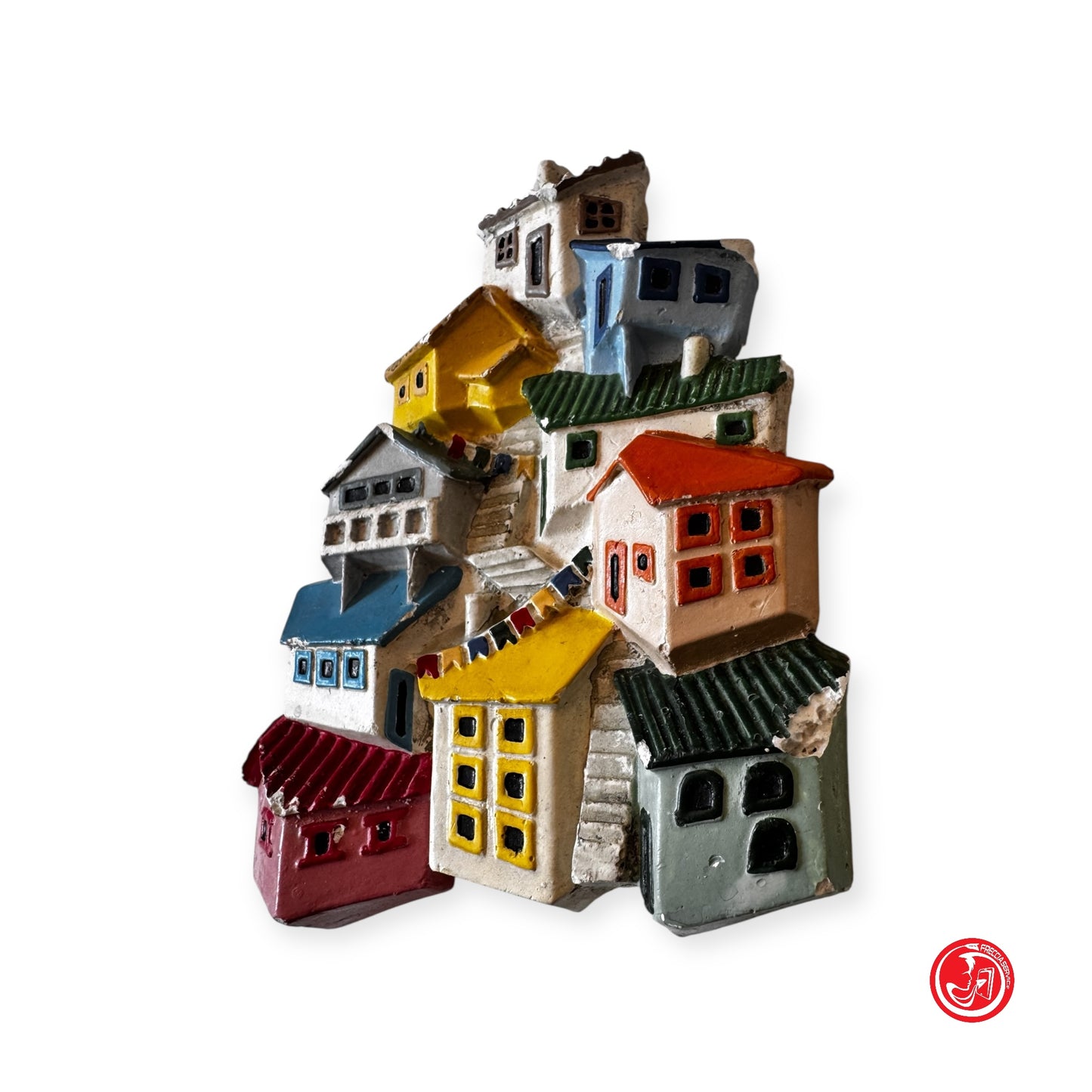 Lavorazione in gesso realizzato a mano in Brasile - Case colorate