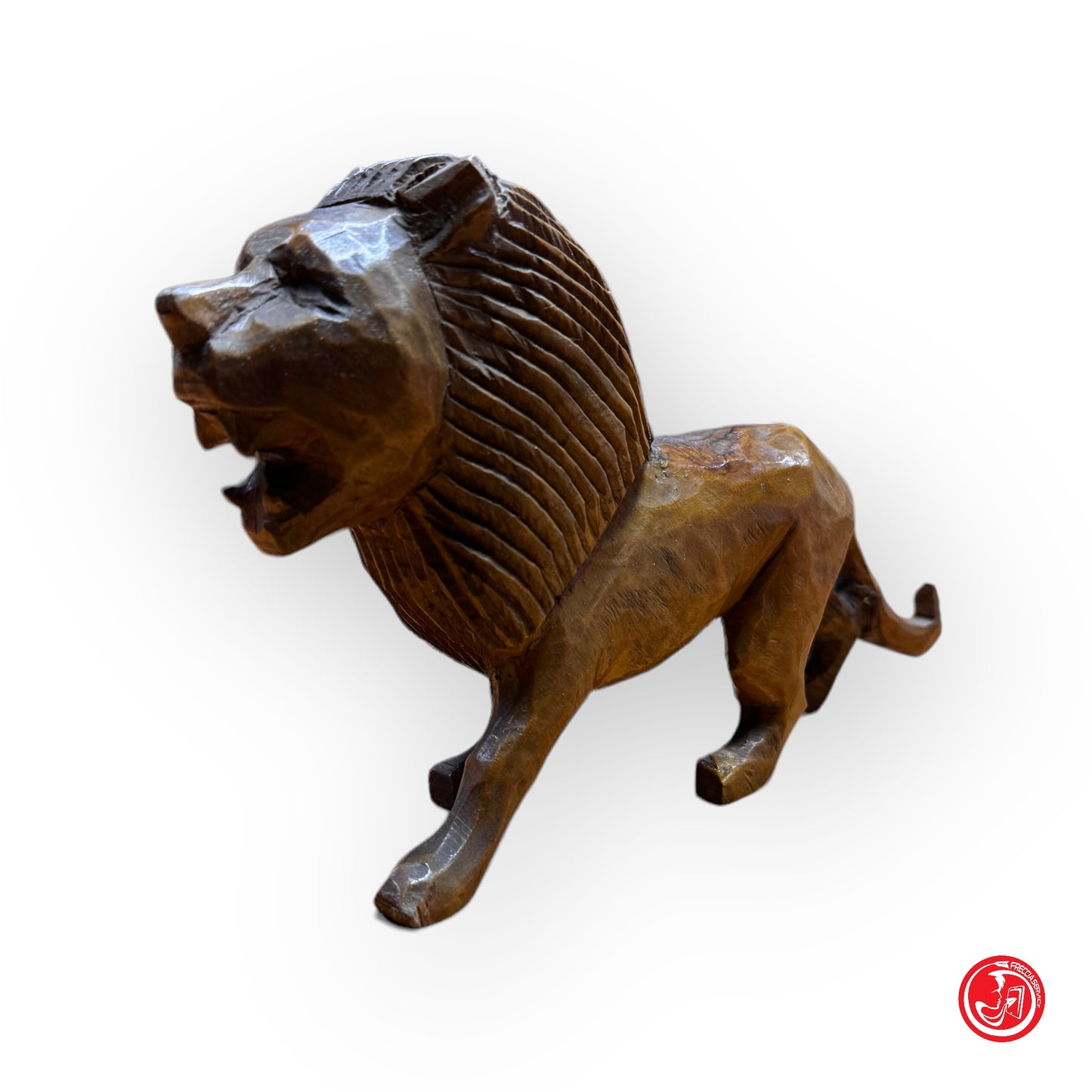 Soprammobile scultura leone in legno