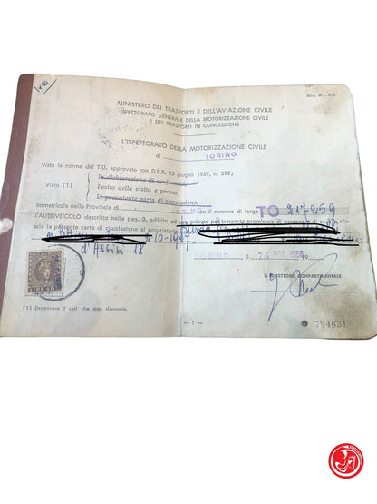 CARTA DI CIRCOLAZIONE FIAT 1100