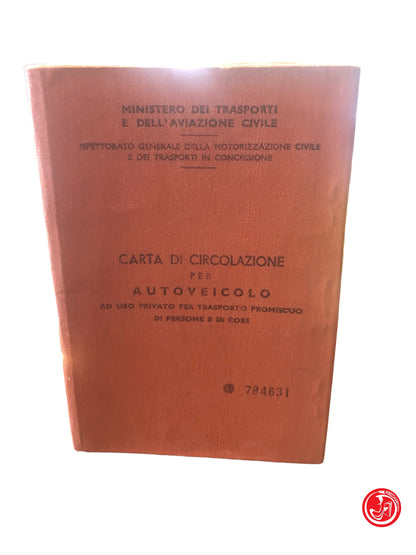 CARTA DI CIRCOLAZIONE FIAT 1100