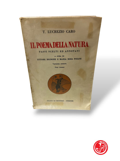 LIBRO IL POEMA DELLA NATURA - LUCREZIO CARO