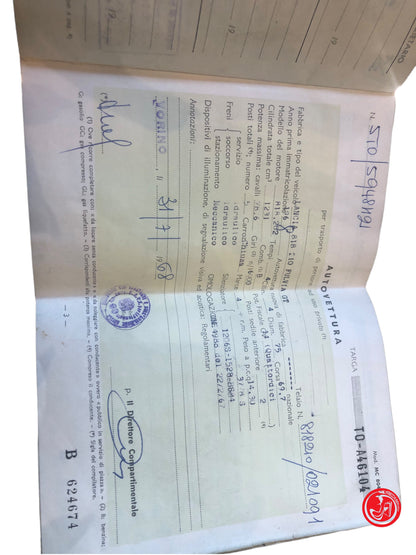 CARTA DI CIRCOLAZIONE LANCIA 818