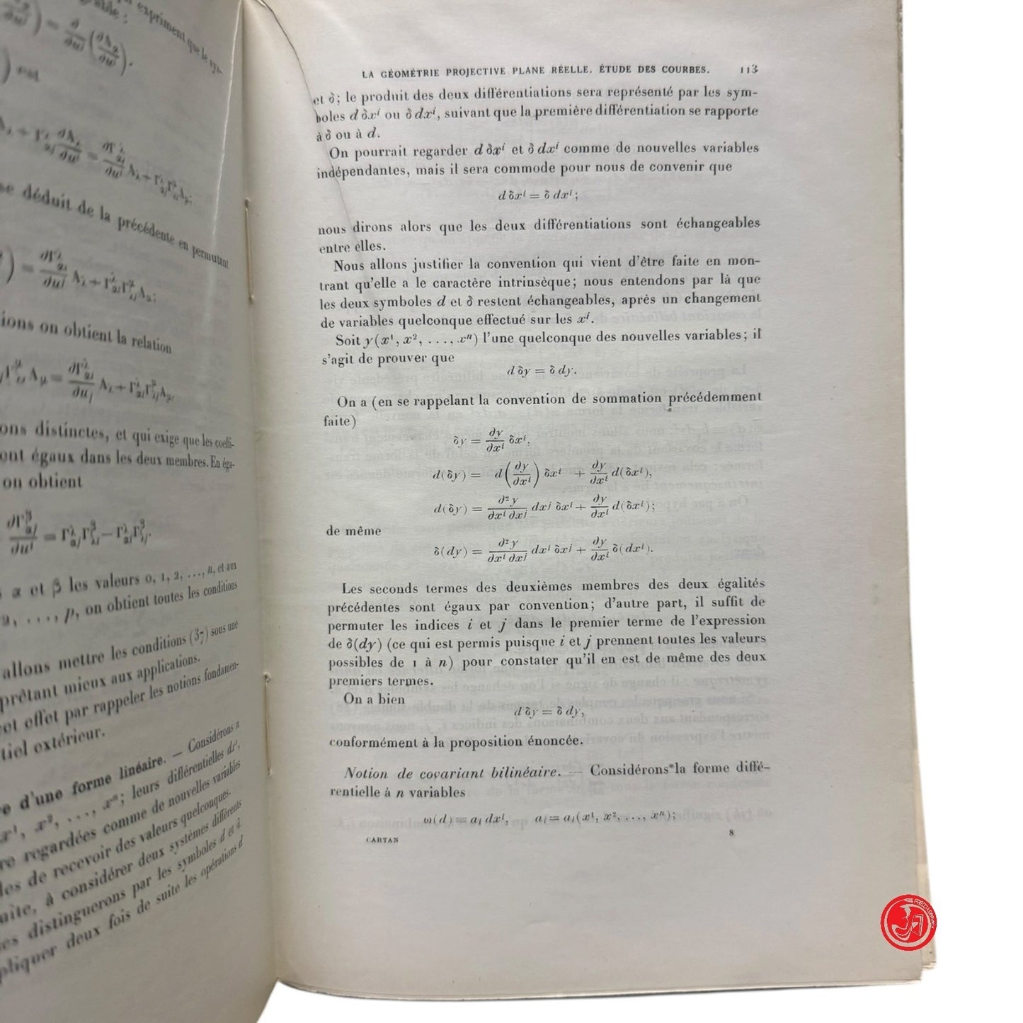 Matematica - Cartan e Vincensini - Lecons sur la theorie des espaces a connexion