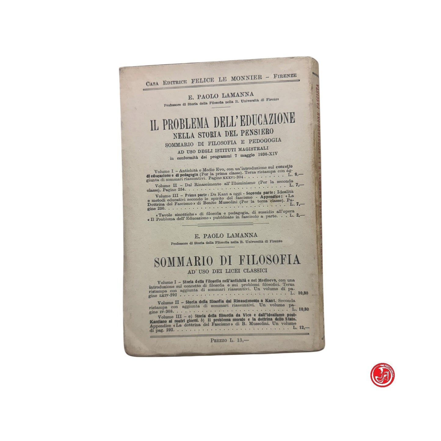 Saggio - P. Lamanna - L'economia nello stato moderno e la ricostruzione fascista