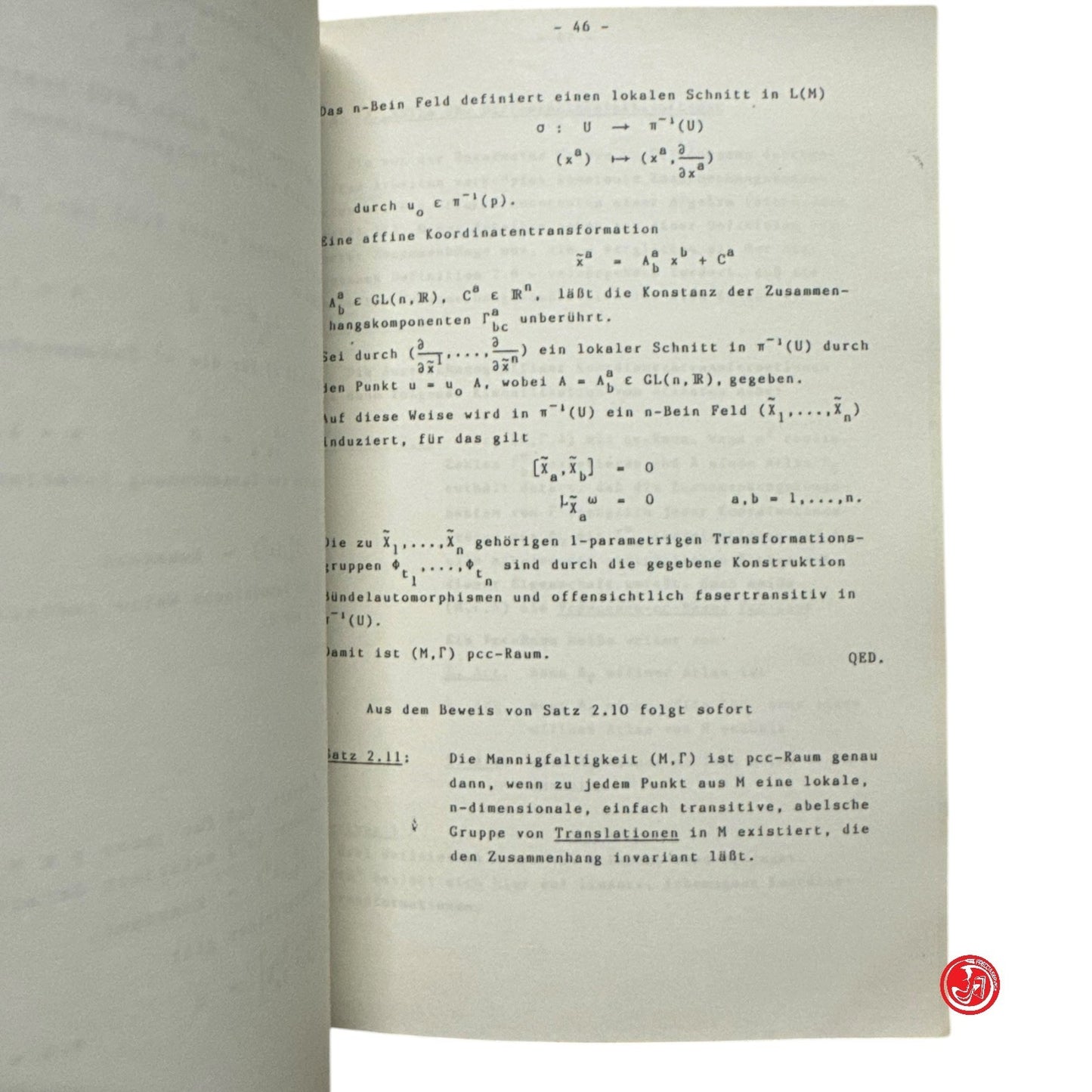 Matematica - Kostante Zusammenhaye ouf differenzierlarem manniqfaltigkeiten