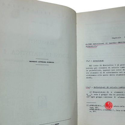 Matematica - G. M. Conti - Riassunti delle lezioni di statistica 1