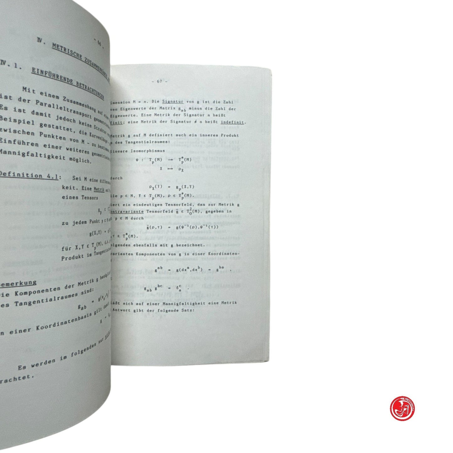 Matematica - Kostante Zusammenhaye ouf differenzierlarem manniqfaltigkeiten