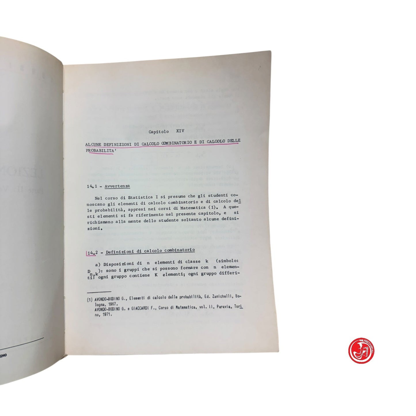 Matematica - G. M. Conti - Riassunti delle lezioni di statistica 1