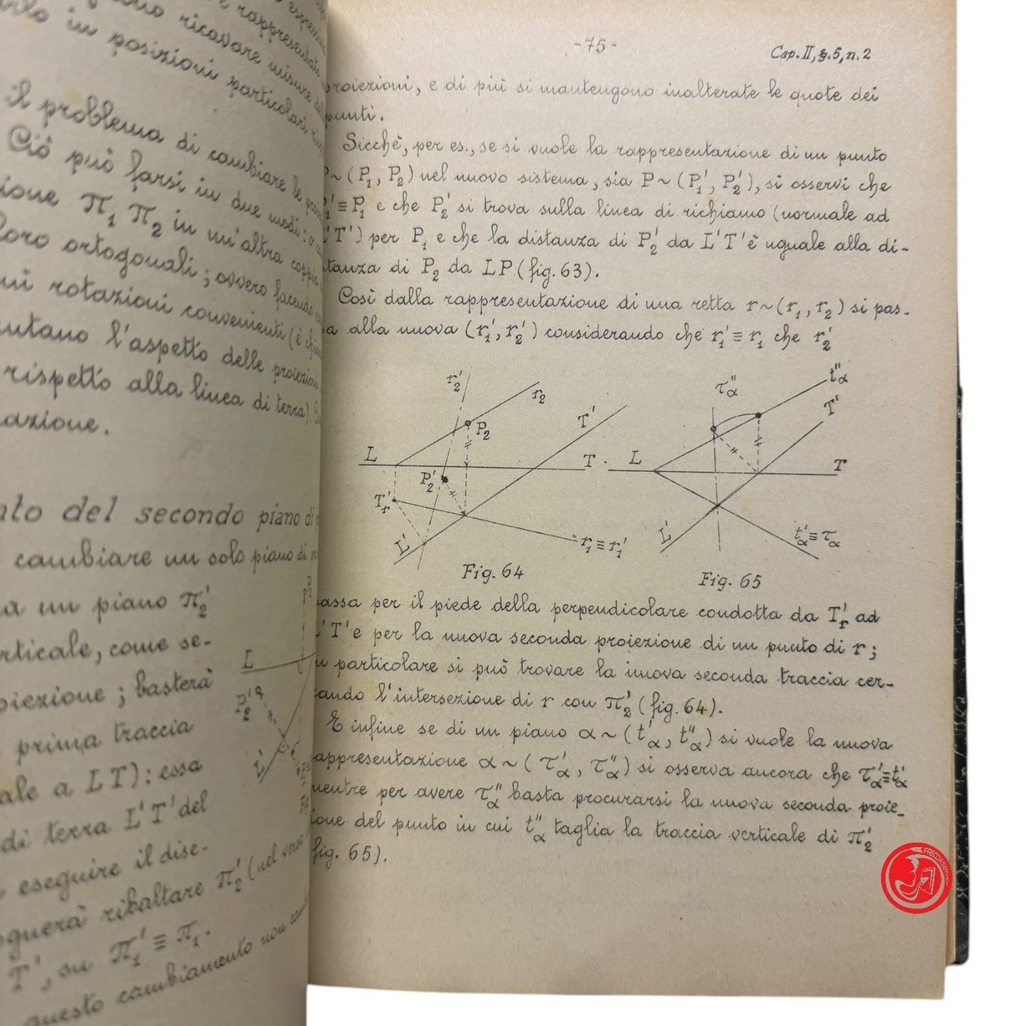 Matematica - Prof. E. Bompiani - Geometria descrittiva anno XVIII