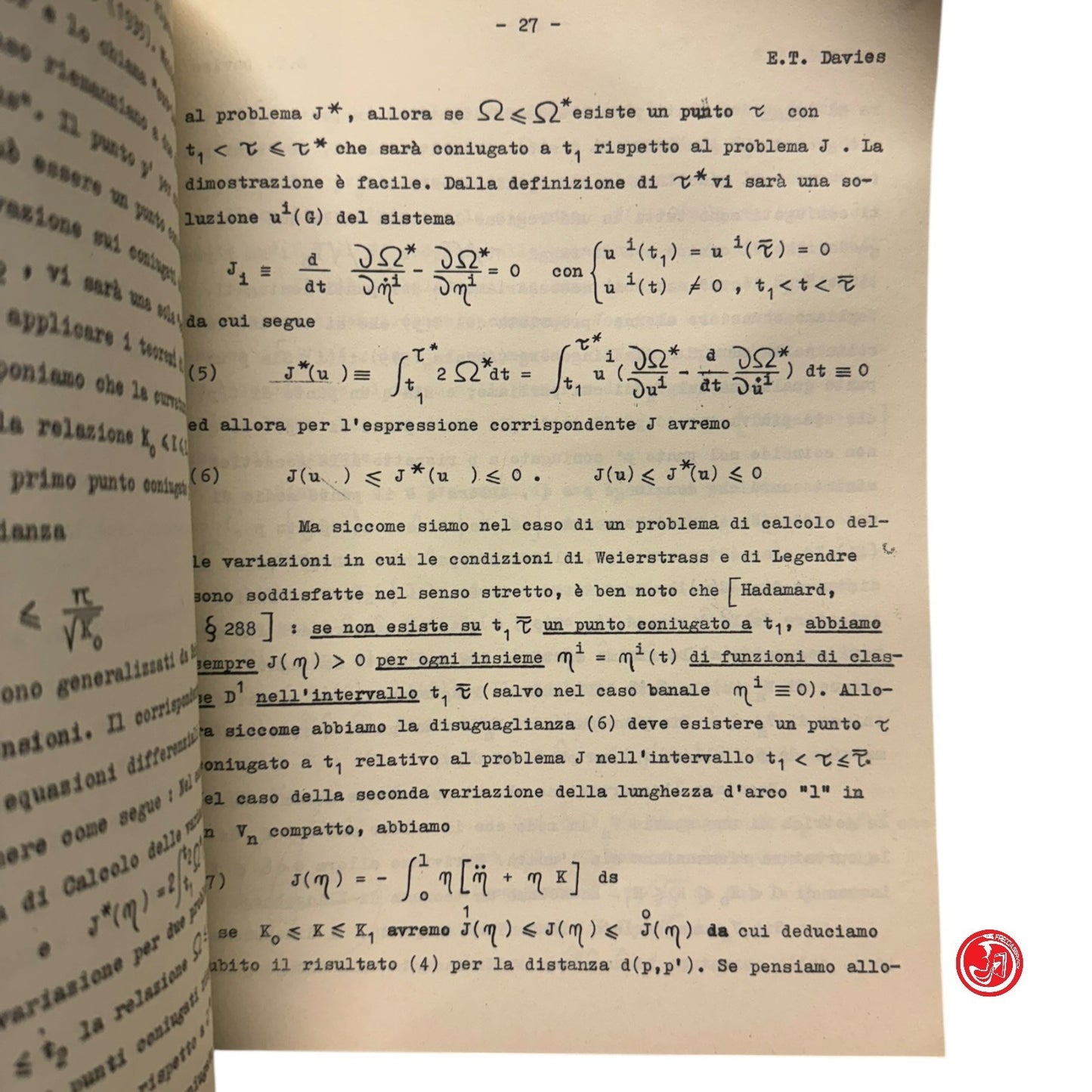 Matematica - Geometria del calcolo delle variazioni Vol. I